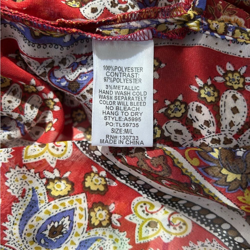 Umgee Kimono- Red Floral Ruffle - Poetcore - Picture 4 of 8